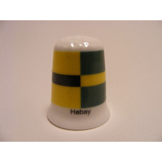 Habay vlag Belgie op een porselein vingerhoedje