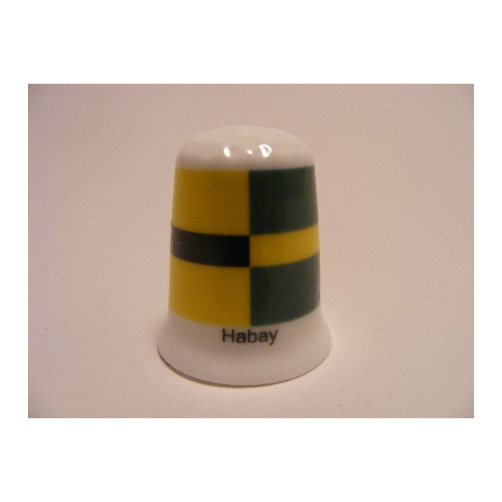 Habay vlag Belgie op een porselein vingerhoedje