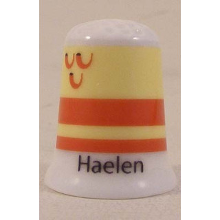 Haelen Nederlandse gemeentevlag op een porselein vingerhoedje
