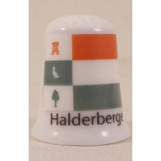 Halderberge Nederlandse gemeentevlag op een porselein vingerhoedje Halderberge Nederlandse gemeentevlag op een porselein vingerhoedje