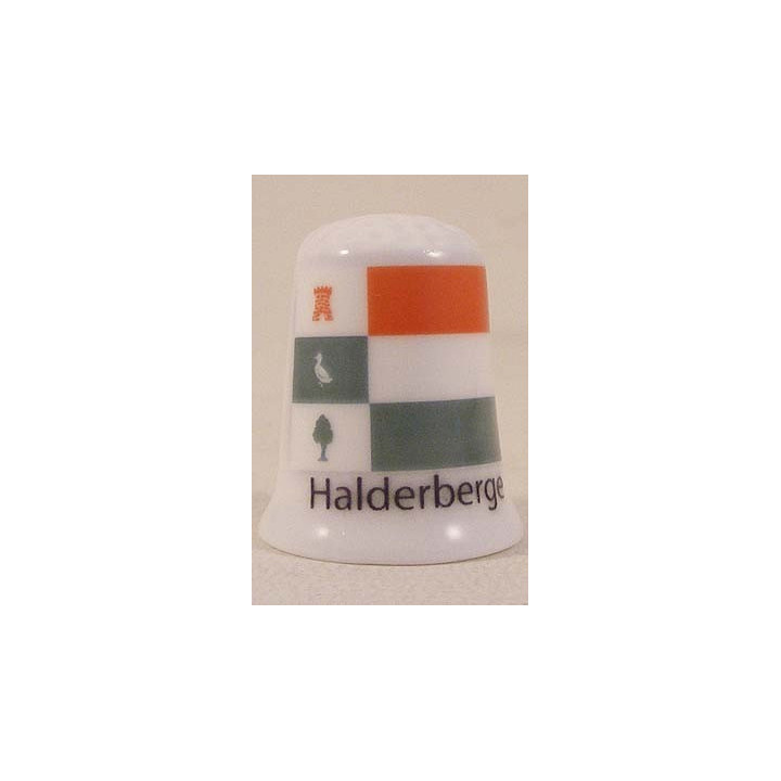 Halderberge Nederlandse gemeentevlag op een porselein vingerhoedje Halderberge Nederlandse gemeentevlag op een porselein vingerhoedje