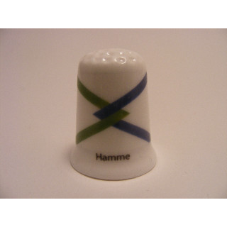 Hamme vlag Belgie op een porselein vingerhoedje