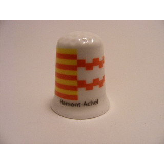 Hamont-Achel vlag Belgie op een porselein vingerhoedje