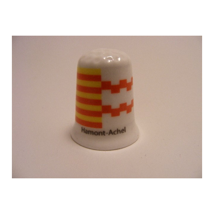 Hamont-Achel vlag Belgie op een porselein vingerhoedje