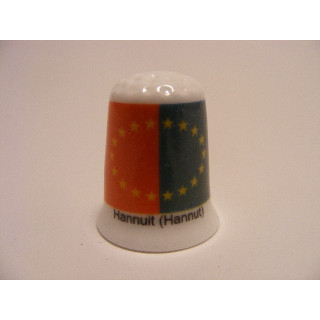 Hannuit (Hannut) vlag Belgie op een porselein vingerhoedje