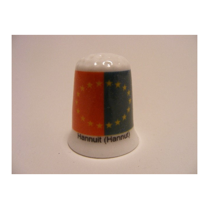 Hannuit (Hannut) vlag Belgie op een porselein vingerhoedje