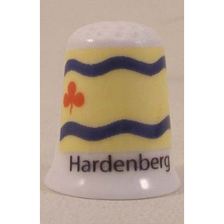 Hardenberg Nederlandse gemeentevlag op een porselein vingerhoedje