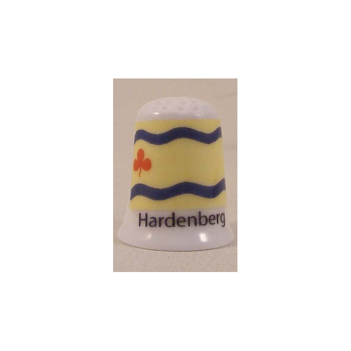Hardenberg Nederlandse gemeentevlag op een porselein vingerhoedje