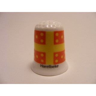 Harelbeke vlag Belgie op een porselein vingerhoedje