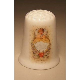 Hart en engel Valentijn op een porselein vingerhoedje