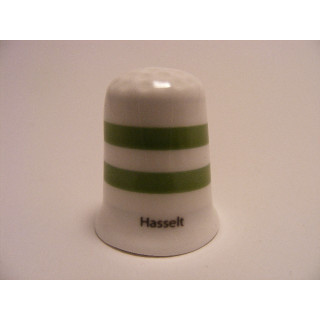 Hasselt vlag Belgie op een porselein vingerhoedje