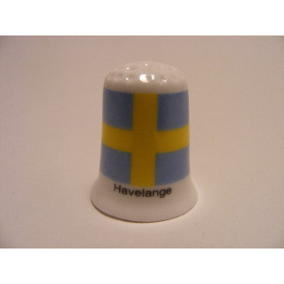 Havelange vlag Belgie op een porselein vingerhoedje