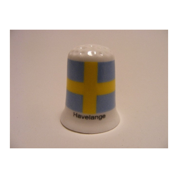 Havelange vlag Belgie op een porselein vingerhoedje