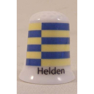 Helden Nederlandse gemeentevlag op een porselein vingerhoedje