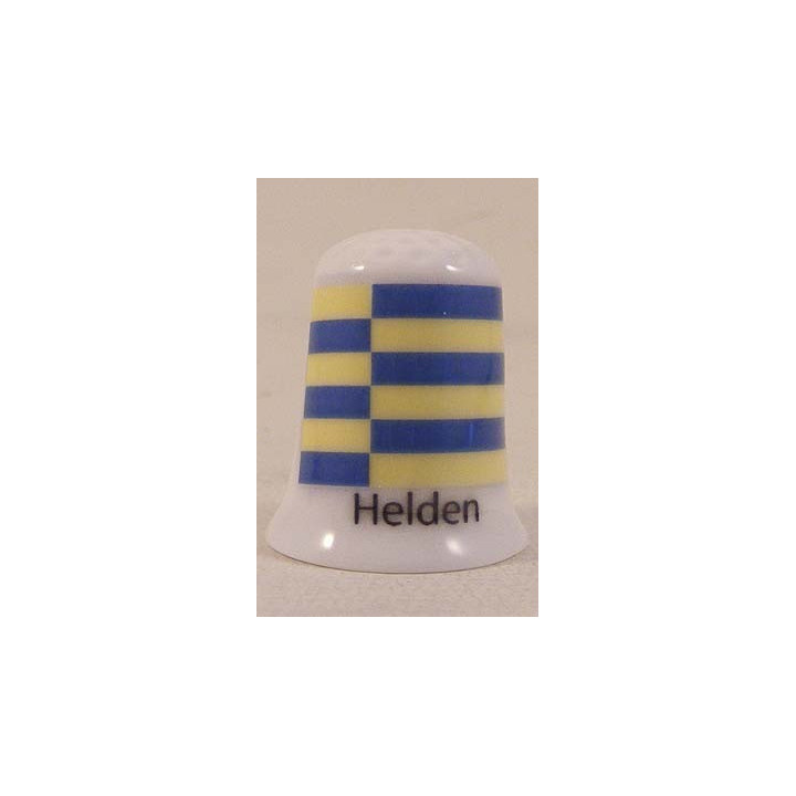 Helden Nederlandse gemeentevlag op een porselein vingerhoedje