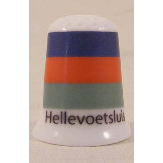 Hellevoetsluis Nederlandse gemeentevlag op een porselein vingerhoedje Hellevoetsluis Nederlandse gemeentevlag op een porselein vingerhoedje