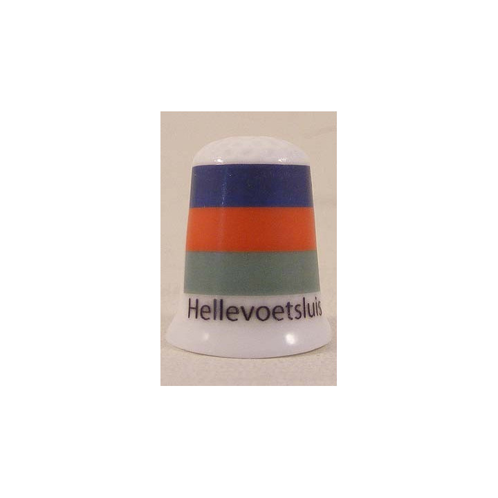 Hellevoetsluis Nederlandse gemeentevlag op een porselein vingerhoedje