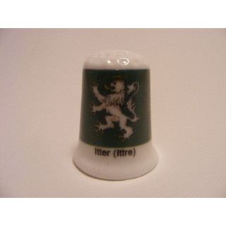 Itter (Ittre) vlag Belgie op een porselein vingerhoedje