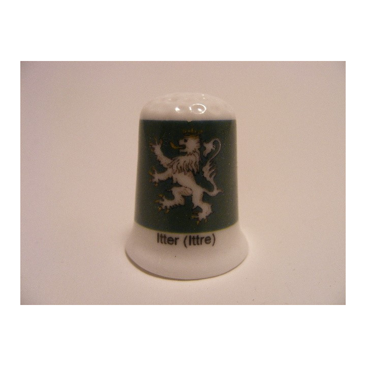 Itter (Ittre) vlag Belgie op een porselein vingerhoedje