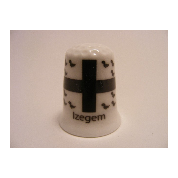 Izegem vlag Belgie op een porselein vingerhoedje