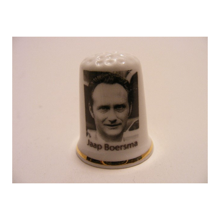 Jaap Boersma Kabinet Den Uyl 1973-1977 op een porselein vingerhoedje Jaap Boersma Kabinet Den Uyl 1973-1977 op een porselein vingerhoedje