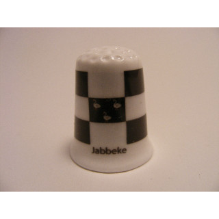 Jabbeke vlag Belgie op een porselein vingerhoedje