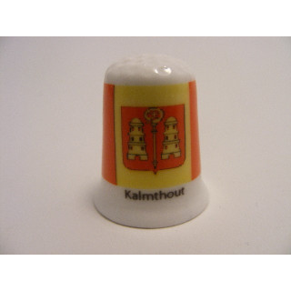 Kalmthout vlag Belgie op een porselein vingerhoedje