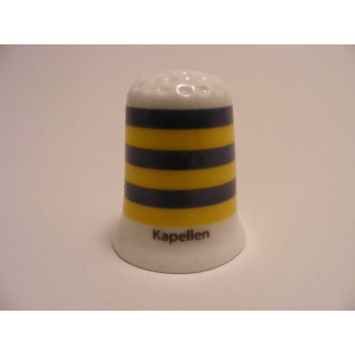 Kapellen vlag Belgie op een porselein vingerhoedje