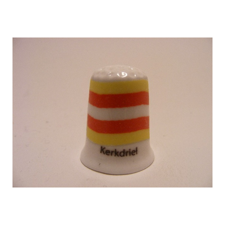 Kerkdriel Nederlandse vlag op een porselein vingerhoedje Kerkdriel Nederlandse vlag op een porselein vingerhoedje