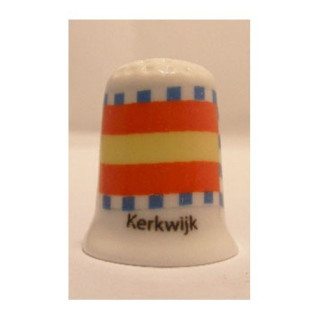 Kerkwijk Nederlandse gemeentevlag op een porselein vingerhoedje