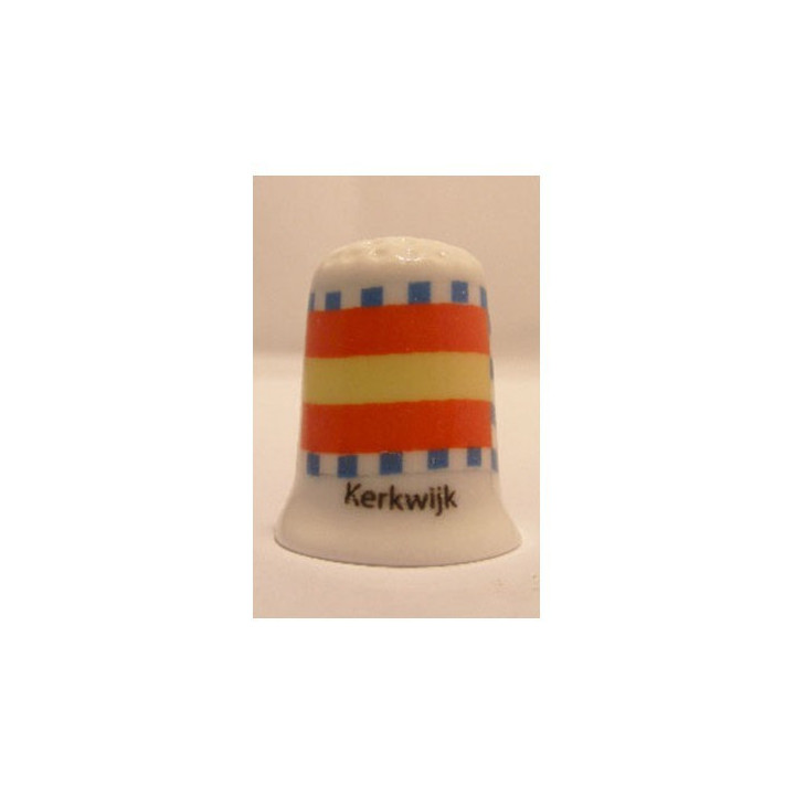 Kerkwijk Nederlandse gemeentevlag op een porselein vingerhoedje