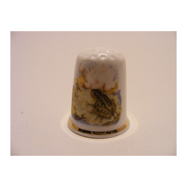 Kikker op een lelieblad afbeelding op een porselein vingerhoedje