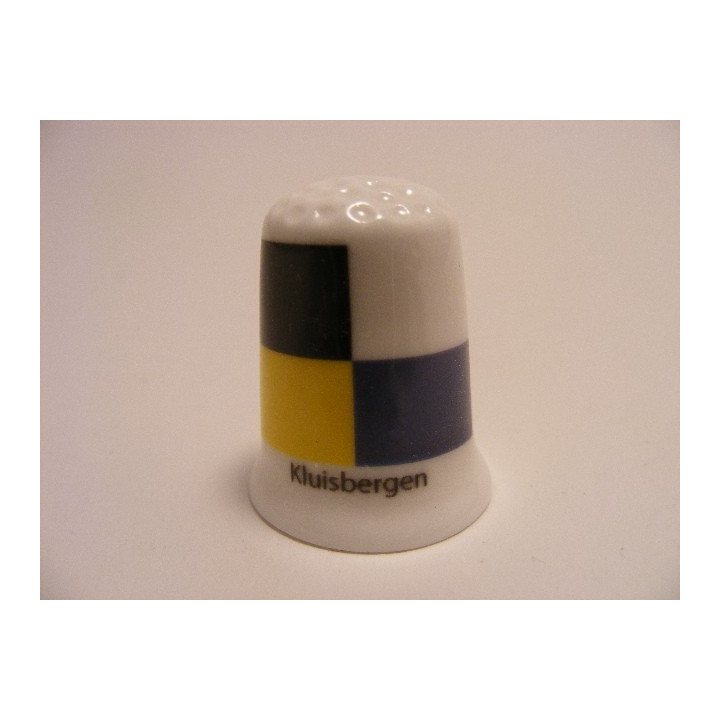 Kluisbergen vlag Belgie op een porselein vingerhoedje