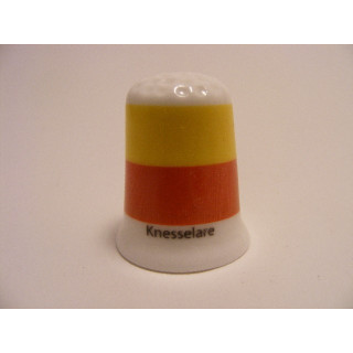 Knesselare vlag Belgie op een porselein vingerhoedje