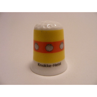 Knokke-Heist vlag Belgie op een porselein vingerhoedje