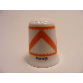 Kortrijk vlag Belgie op een porselein vingerhoedje