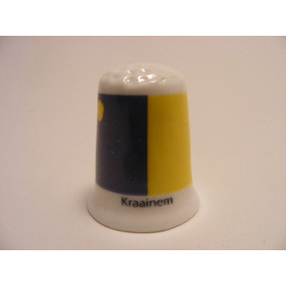 Kraainem vlag Belgie op een porselein vingerhoedje