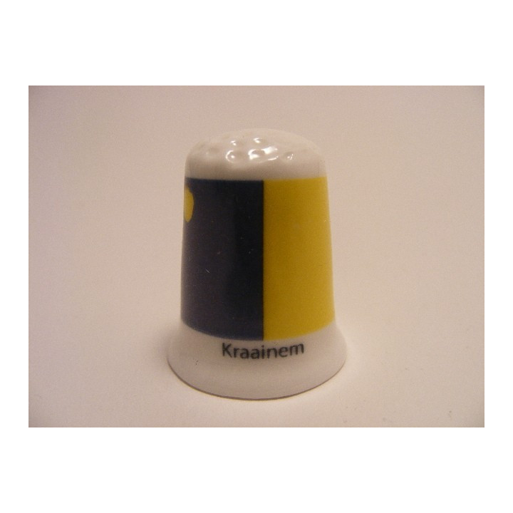 Kraainem vlag Belgie op een porselein vingerhoedje