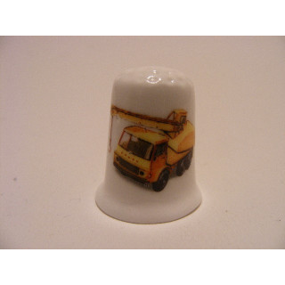 Kraanwagen bedrukking op een porselein vingerhoedje