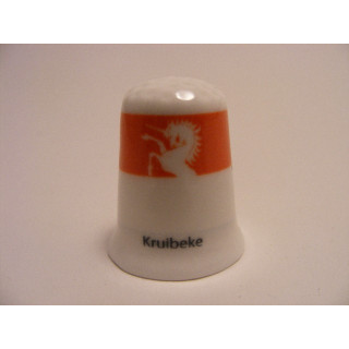 Kruibeke vlag Belgie op een porselein vingerhoedje