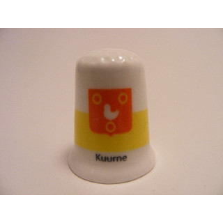 Kuurne vlag Belgie op een porselein vingerhoedje