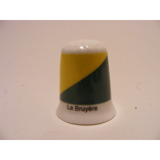 La Bruyere gemeente vlag in Belgie op een porselein vingerhoedje