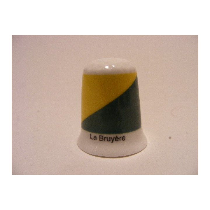 La Bruyere gemeente vlag in Belgie op een porselein vingerhoedje