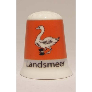 Landsmeer Nederlandse gemeentevlag op een porselein vingerhoedje