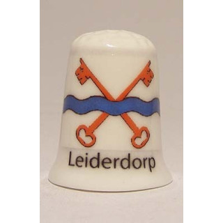 Leiderdorp Nederlandse gemeentevlag op een porselein vingerhoedje
