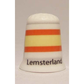 Lemsterland Nederlandse gemeentevlag op een porselein vingerhoedje Lemsterland Nederlandse gemeentevlag op een porselein vingerhoedje