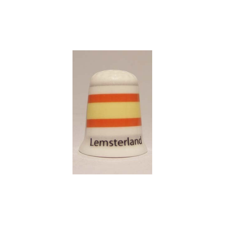 Lemsterland Nederlandse gemeentevlag op een porselein vingerhoedje Lemsterland Nederlandse gemeentevlag op een porselein vingerhoedje