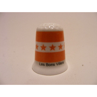 Les Bons Villers gemeente vlag in Belgie op een porselein vingerhoedje