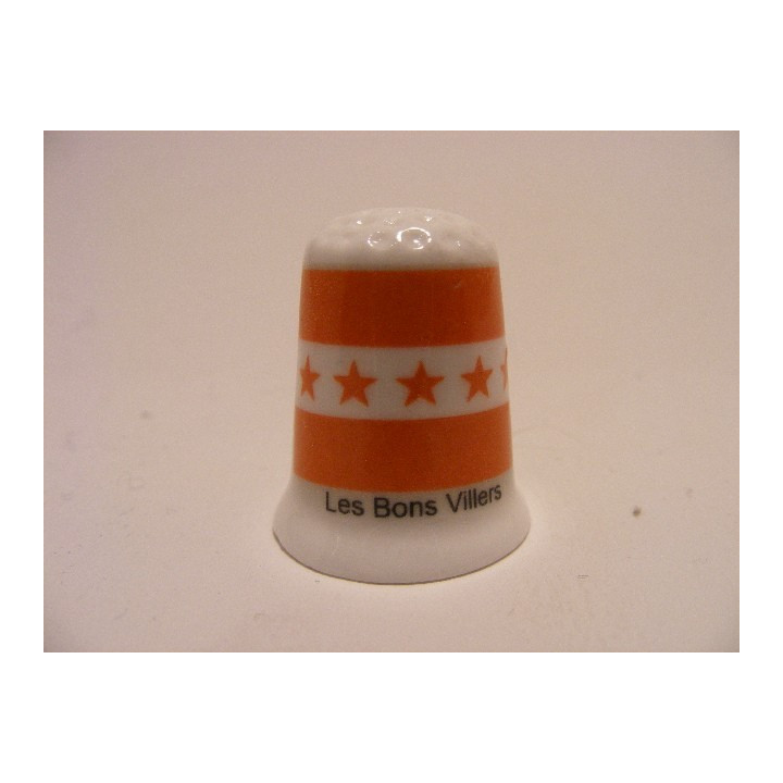 Les Bons Villers gemeente vlag in Belgie op een porselein vingerhoedje