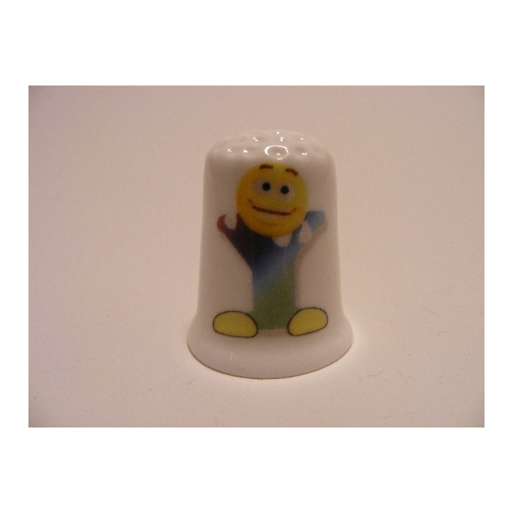 Letter Y emoticon op een porselein vingerhoedje